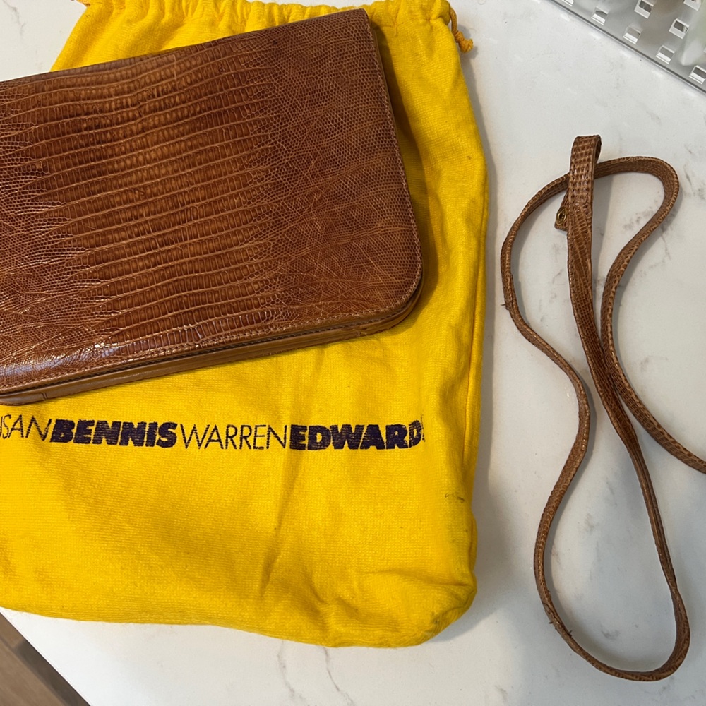 Susan Bennis Warren Edwards brown snakeskin leather bag